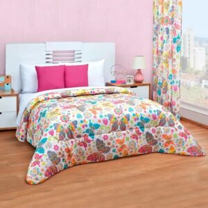 EDREDÓN MARIPOSAS INDIVIDUAL INCLUYE COJÍN Y JUEGO DE SÁBANAS